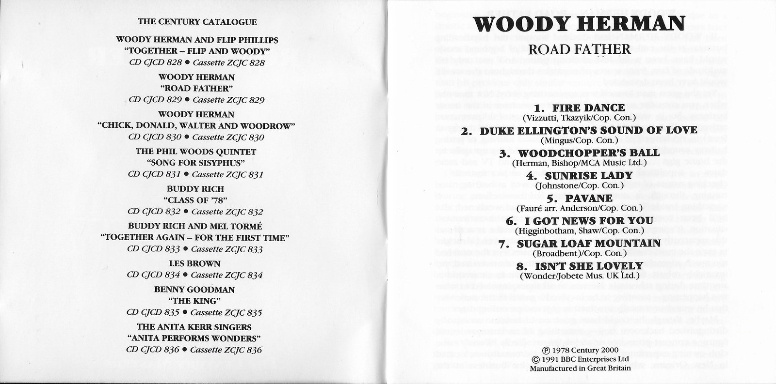 Middle of cover of CJCD 829
